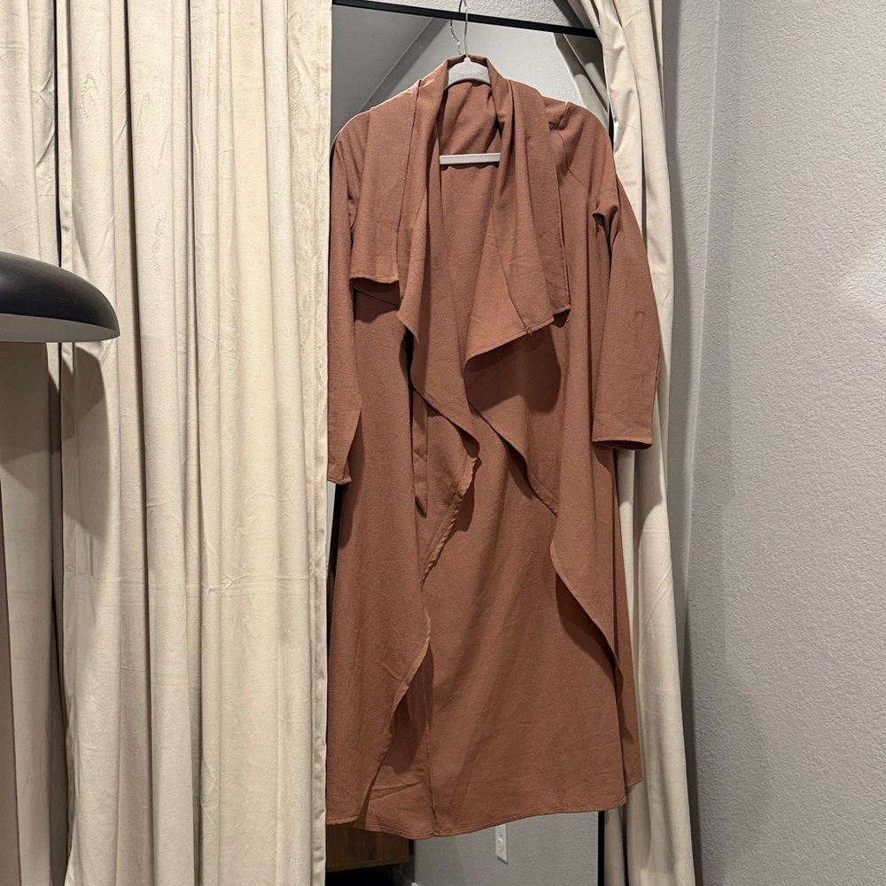 Rust Brown Drape Cardigan - Picture 2 of 3